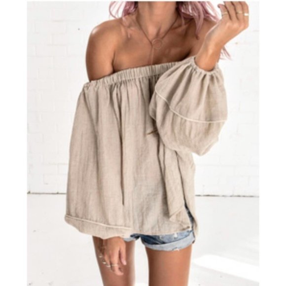 One Teaspoon Oakwood Sugar Off-the-Shoulder Peasant Blouse | Size M - Picture 3 of 8